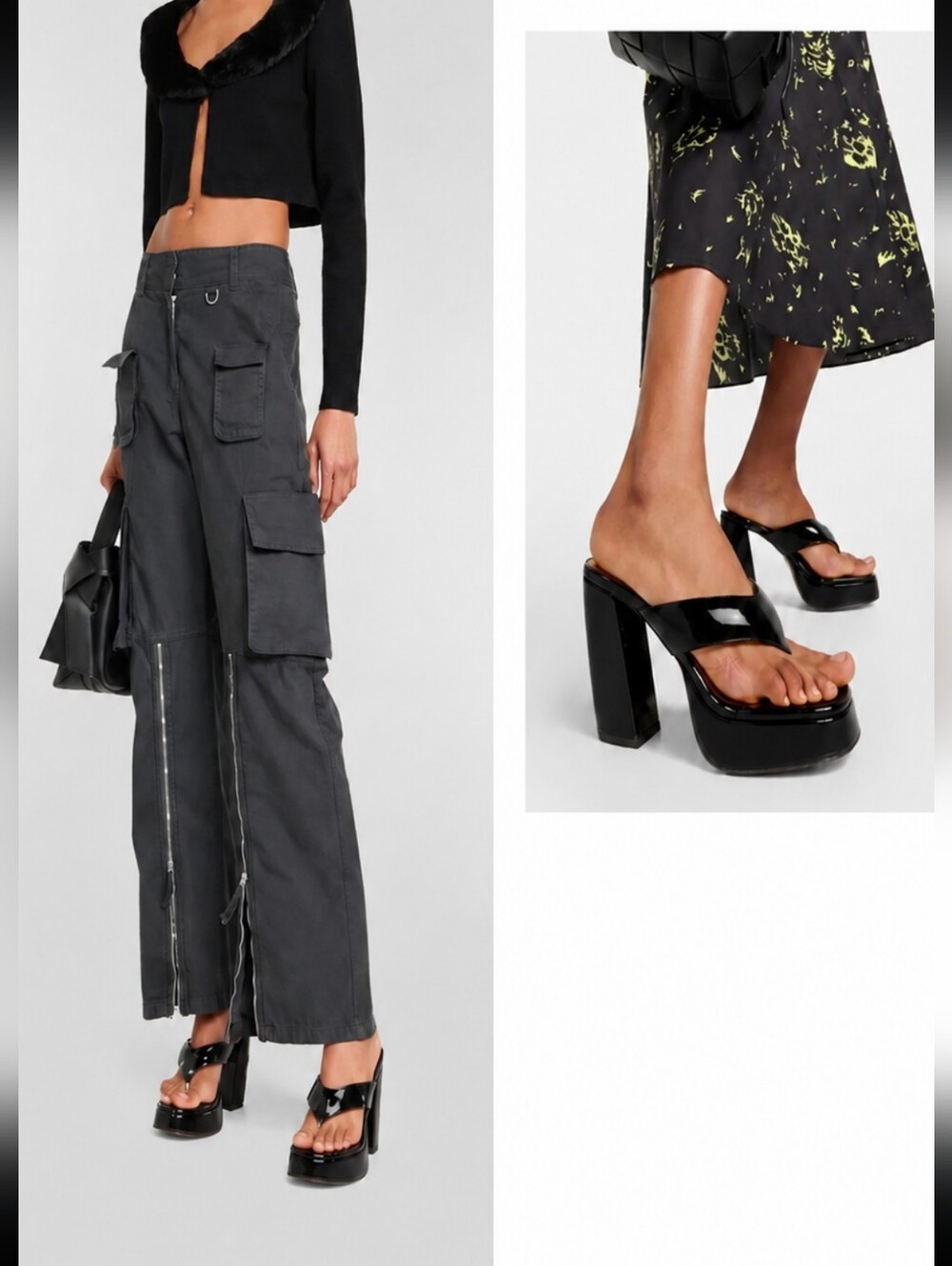 Gia Borghini Black Patent Leather Platform Sandals